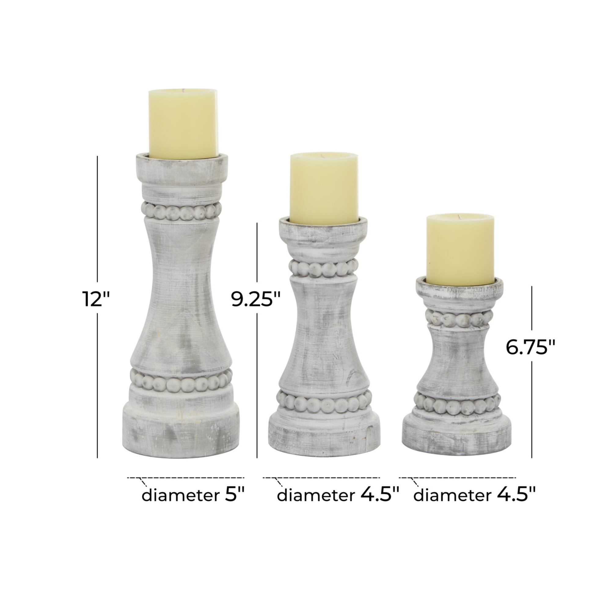 Gray Wood Farmhouse Candle Holder Set